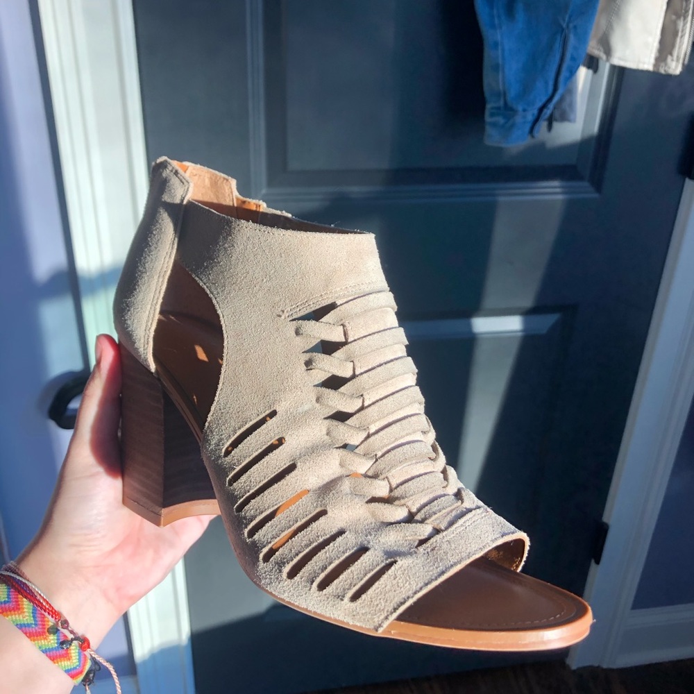 Size 7.5 Tan Booties with Cutouts